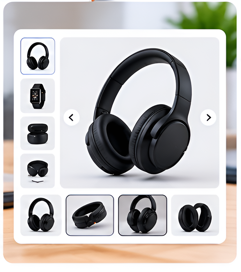 Product photo gallery with multiple views